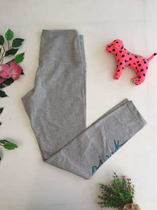 Imagen de Pink Active Cotton Legging Gris Claro Letras Azul M